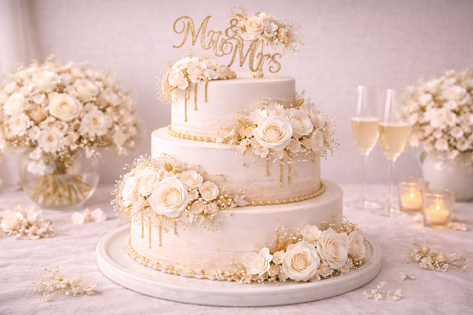 Garden Romance Wedding Cake